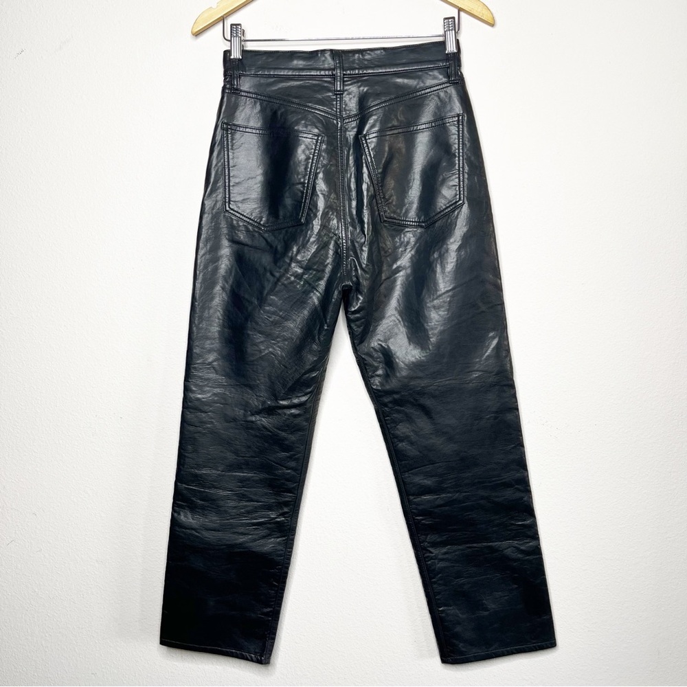 AGOLDE Recycled Leather Fitted 90's Pants Faux Leather Black Leather - Picture 8 of 11